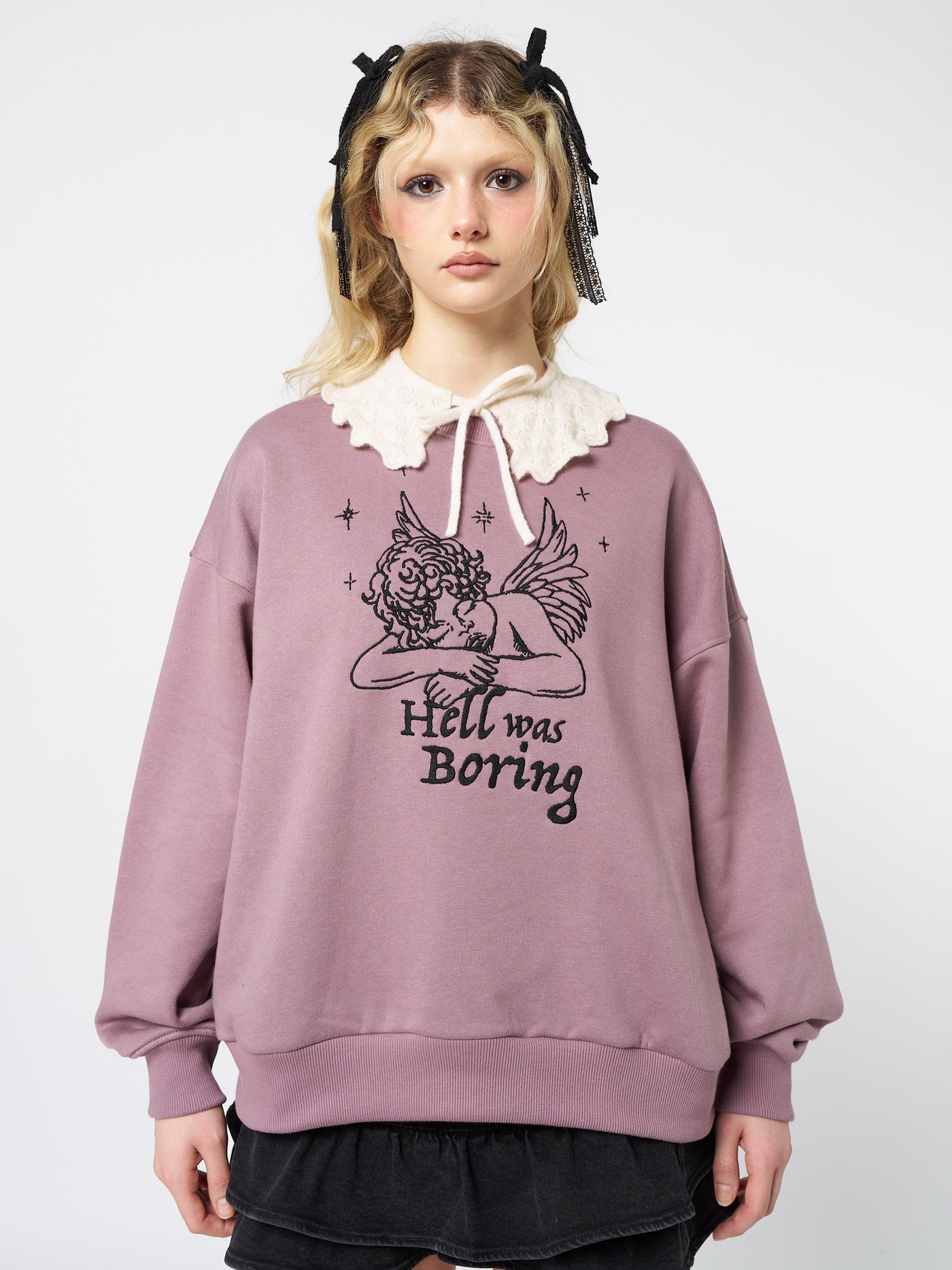 Hell Was Boring Graphic Oversized Sweater - Minga London