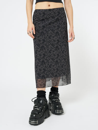 Hydra Floral Print Midi Skirt - Minga London