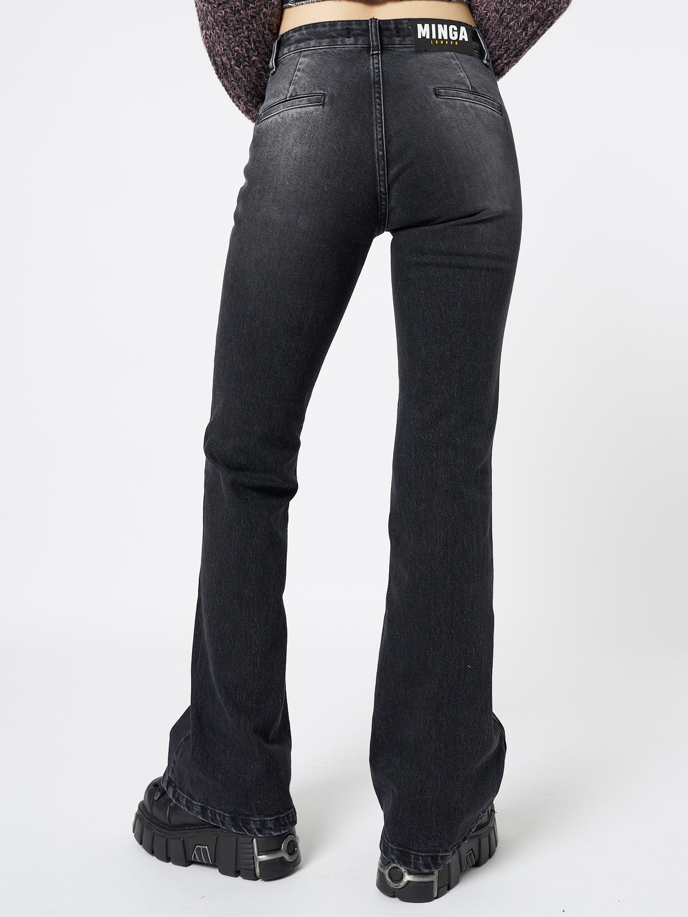 Jade Black Front Pocket Flare Jeans - Minga London