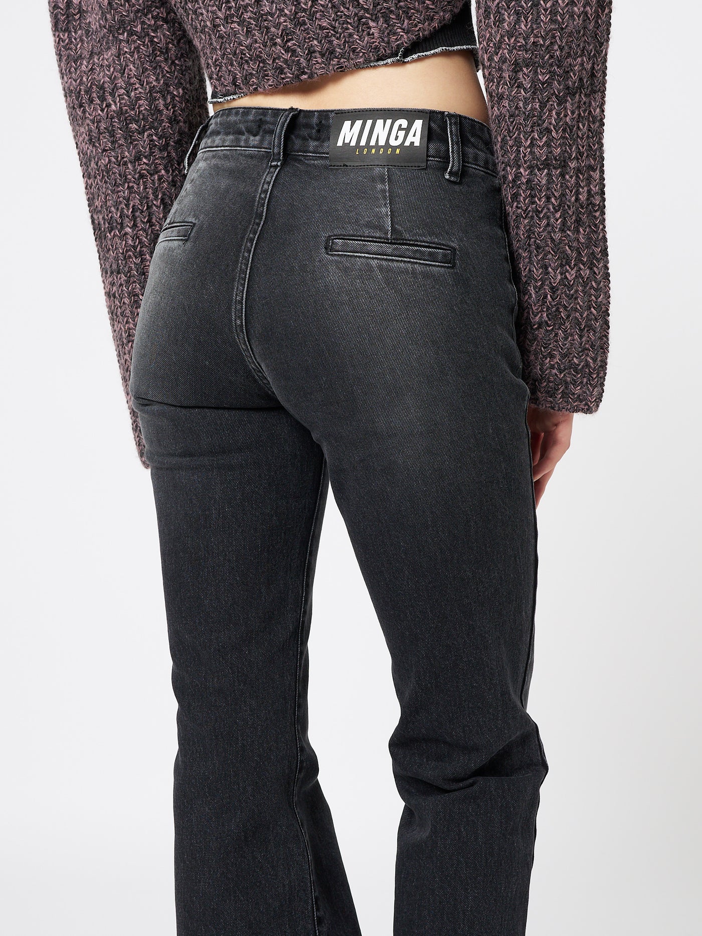 Jade Black Front Pocket Flare Jeans - Minga London