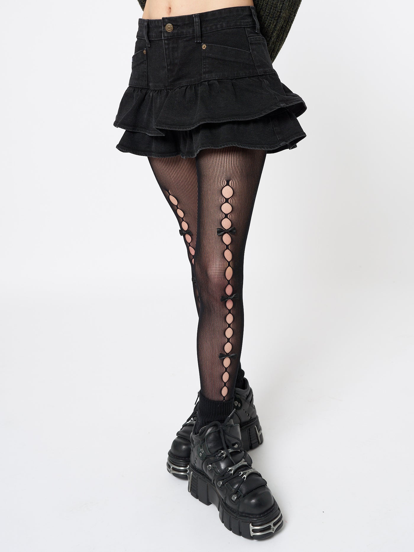 Kat Washed Black Denim Y2k Mini Skirt - Minga London