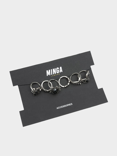 Leif Silver Ring Set 6 PC - Minga London