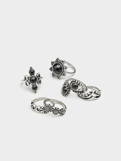 Leif Silver Ring Set 6 PC - Minga London