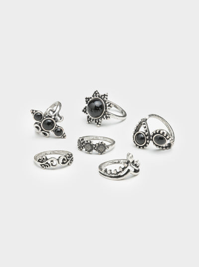 Leif Silver Ring Set 6 PC - Minga London