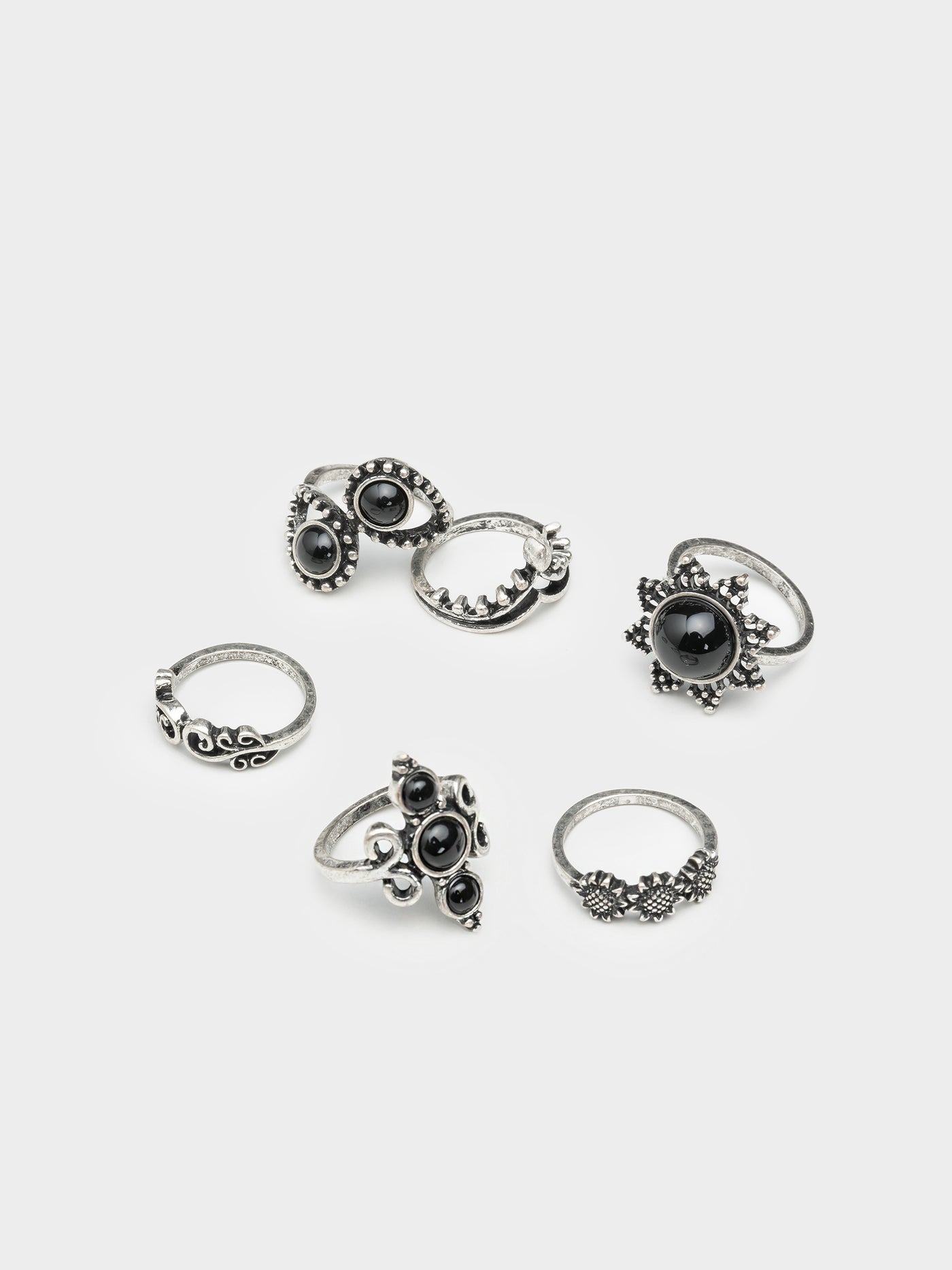 Leif Silver Ring Set 6 PC - Minga London