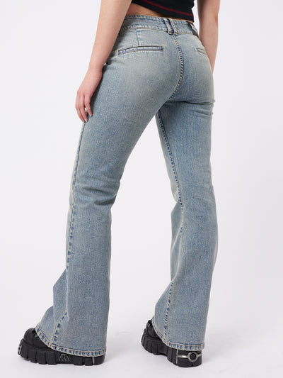 Mia Over Dye Front Pocket Flare Jeans - Minga London