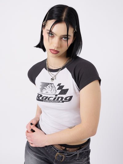 Motor Racing Raglan Baby Tee - Minga London