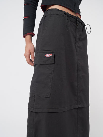 Ruby Black Maxi Tech Cargo Skirt - Minga London