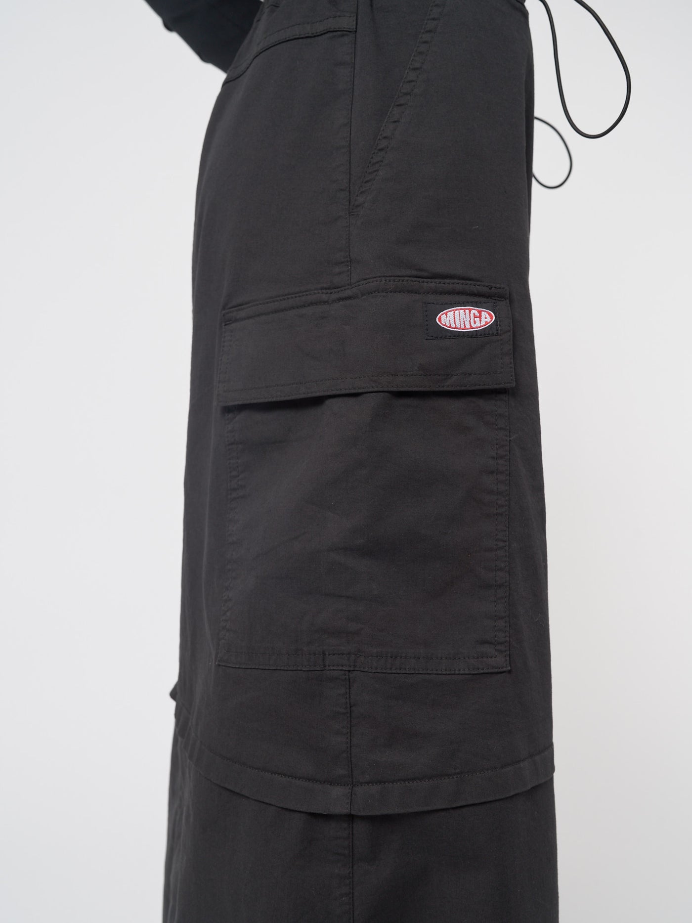 Ruby Black Maxi Tech Cargo Skirt - Minga London