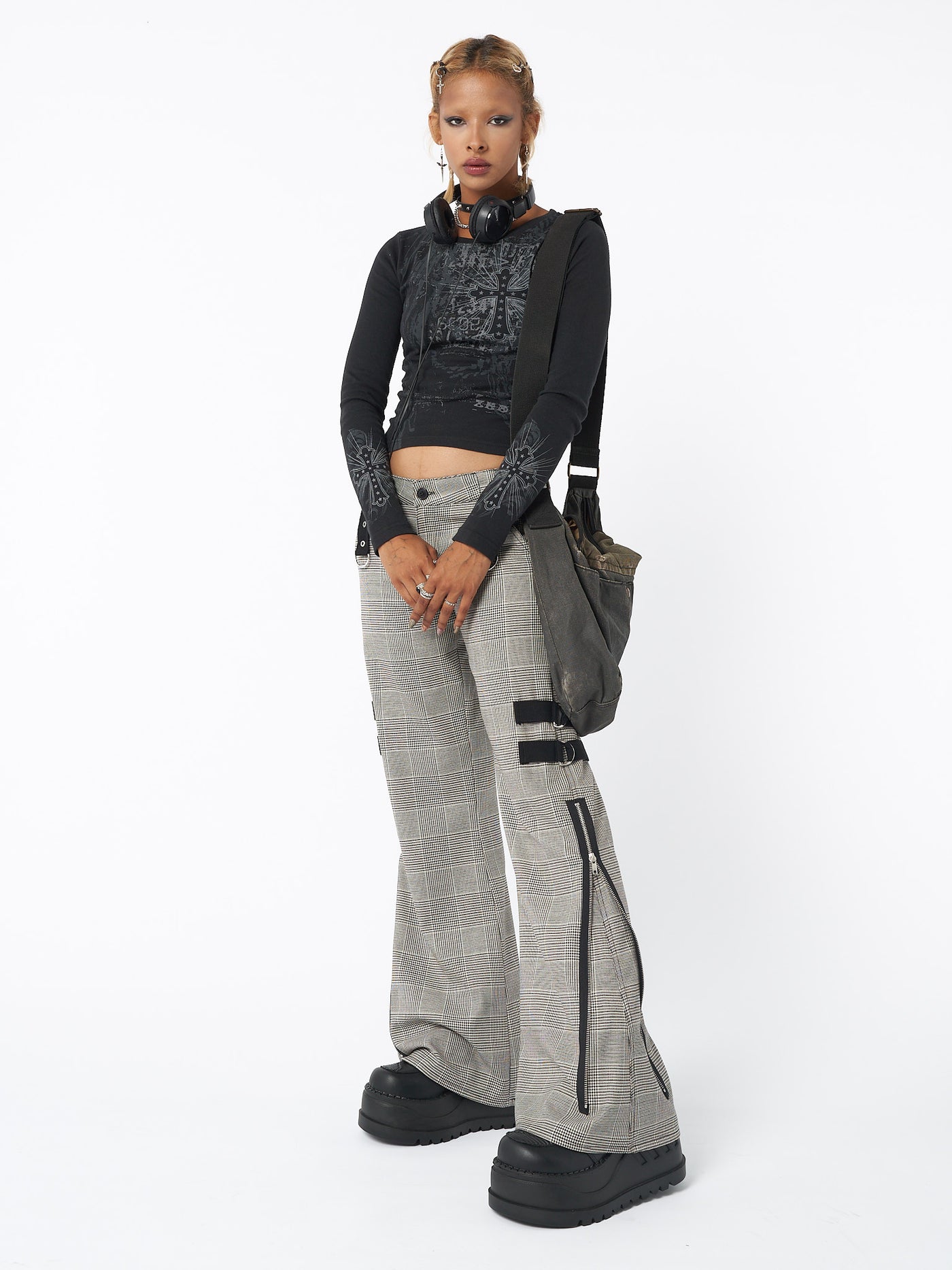 Plaid Rave Zip Pants - Minga London