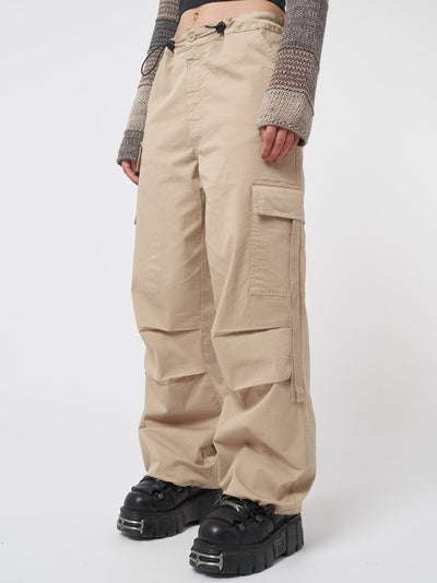 Rheo Beige Tech Cargo Pants - Minga London