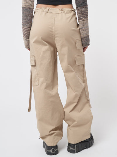 Rheo Beige Tech Cargo Pants - Minga London