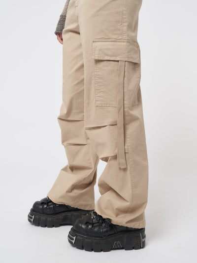 Rheo Beige Tech Cargo Pants - Minga London