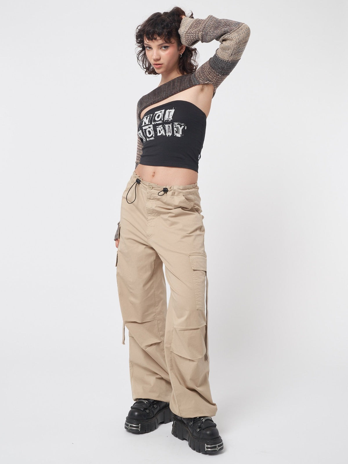 Rheo Beige Tech Cargo Pants - Minga London