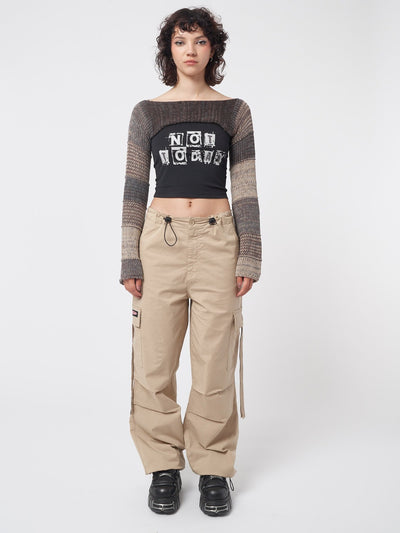 Rheo Beige Tech Cargo Pants - Minga London