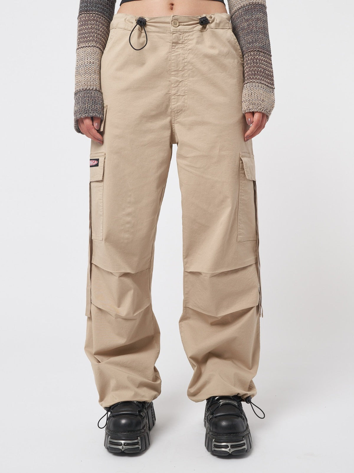 Rheo Beige Tech Cargo Pants - Minga London