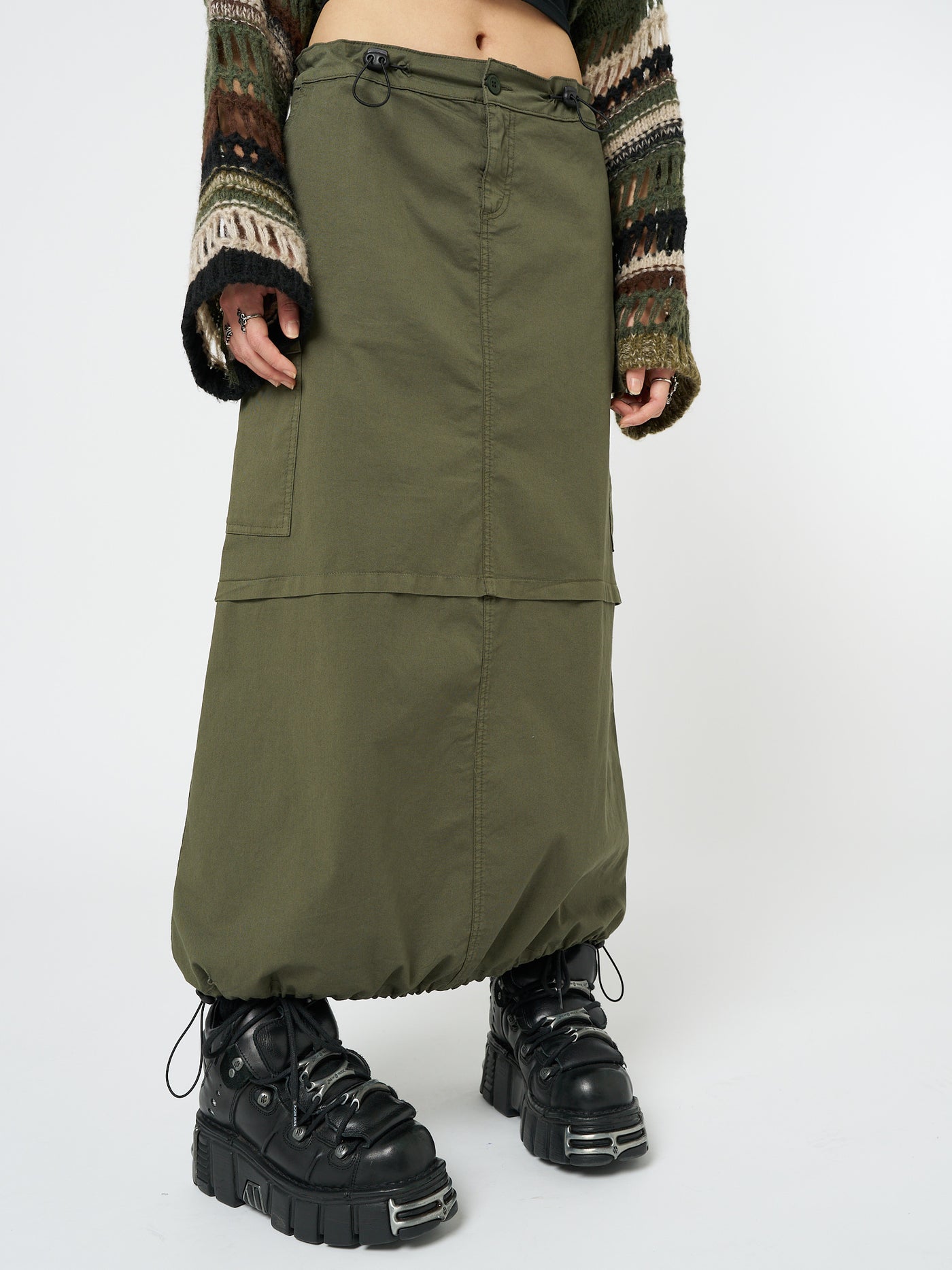 Ruby Khaki Maxi Cargo Skirt - Minga London