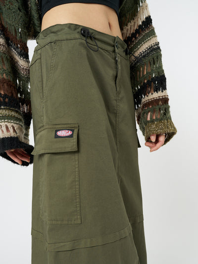 Ruby Khaki Maxi Cargo Skirt - Minga London