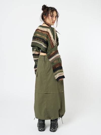 Ruby Khaki Maxi Cargo Skirt - Minga London