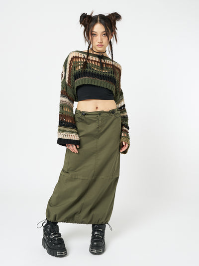 Ruby Khaki Maxi Cargo Skirt - Minga London