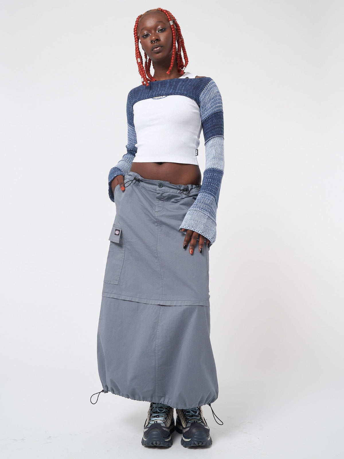 Ruby Stone Blue Maxi Tech Cargo Skirt - Minga London