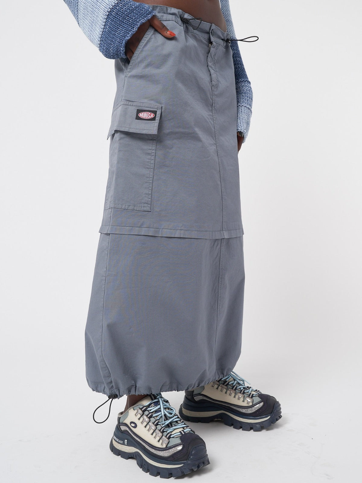 Ruby Stone Blue Maxi Tech Cargo Skirt - Minga London