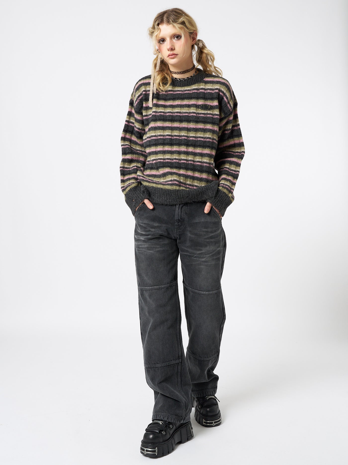 Shadow Washed Black Straight Jeans - Minga London