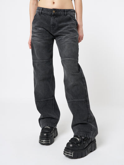 Shadow Washed Black Straight Jeans - Minga London