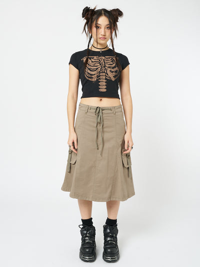 Fae Brown Cargo Midi Skirt - Minga London