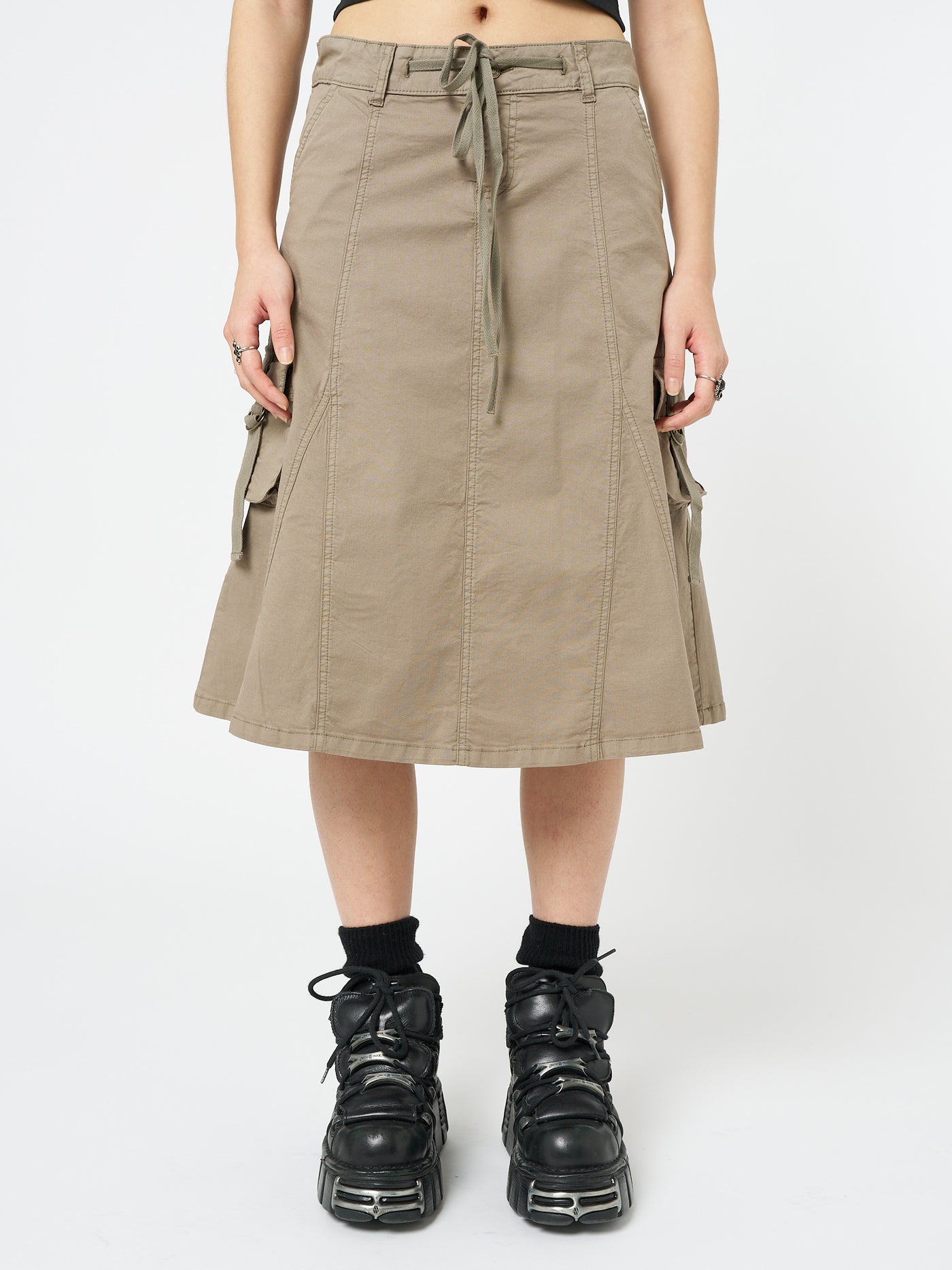 Fae Brown Cargo Midi Skirt - Minga London