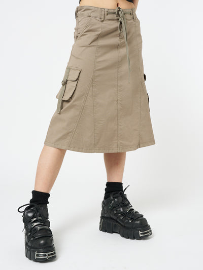 Fae Brown Cargo Midi Skirt - Minga London