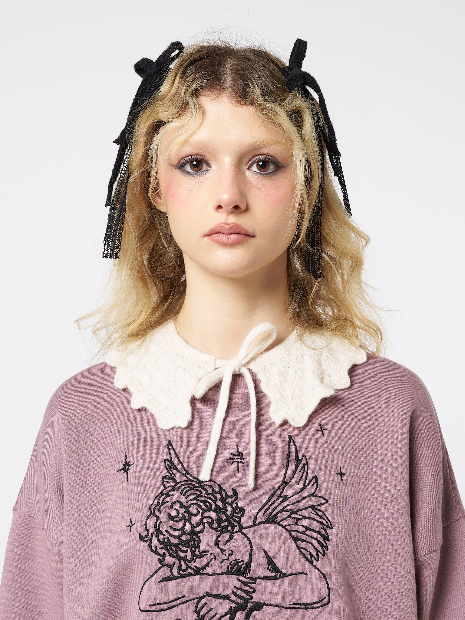 Soft Ballerina Patterned Frill Knitted Collar - Minga London