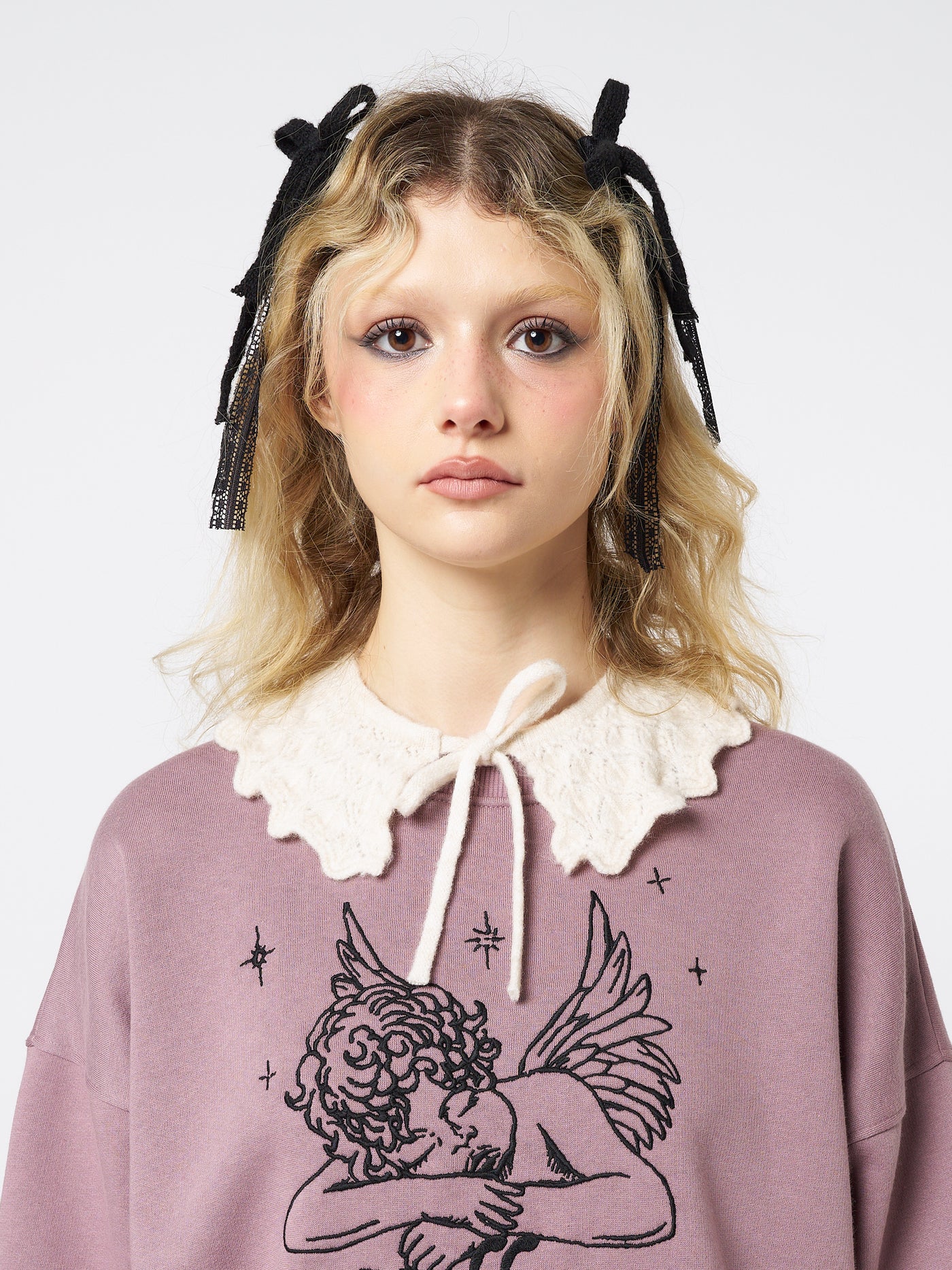 Soft Ballerina Patterned Frill Knitted Collar - Minga London