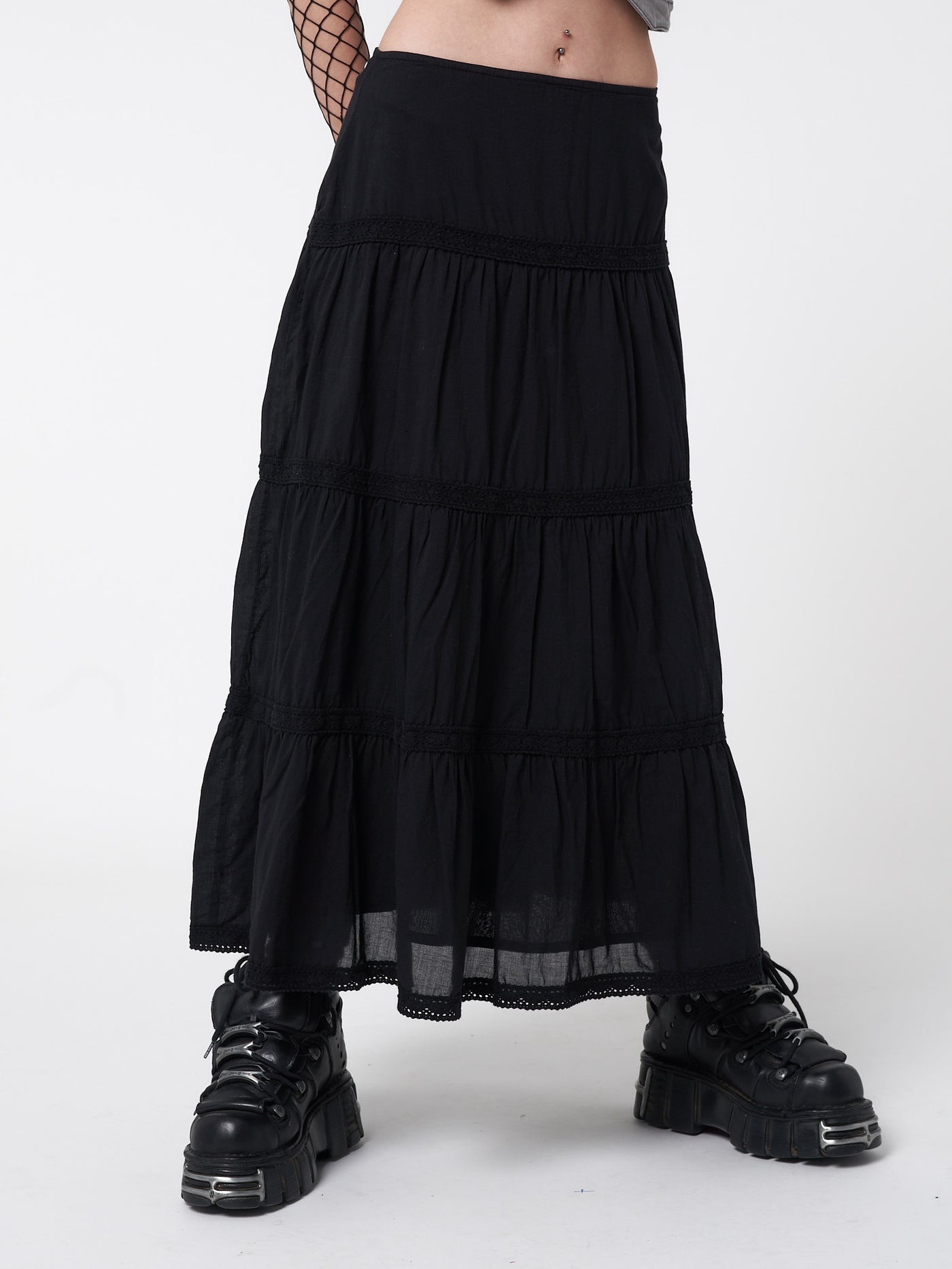 Raven Ruffle Lace Maxi Skirt - Minga London
