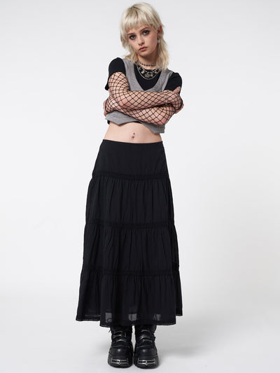 Raven Ruffle Lace Maxi Skirt - Minga London