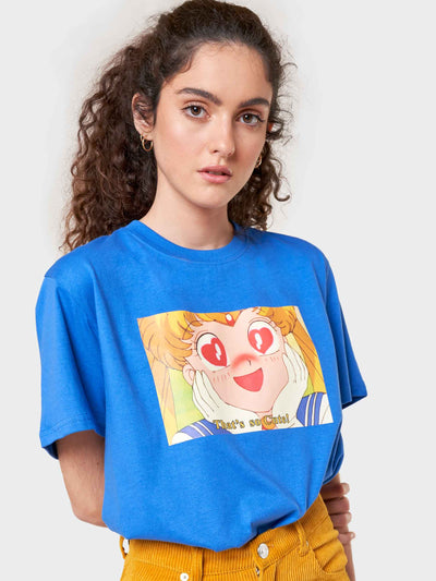 Oversized t-shirt in blue with Sailor Moon Heart Eyes front print