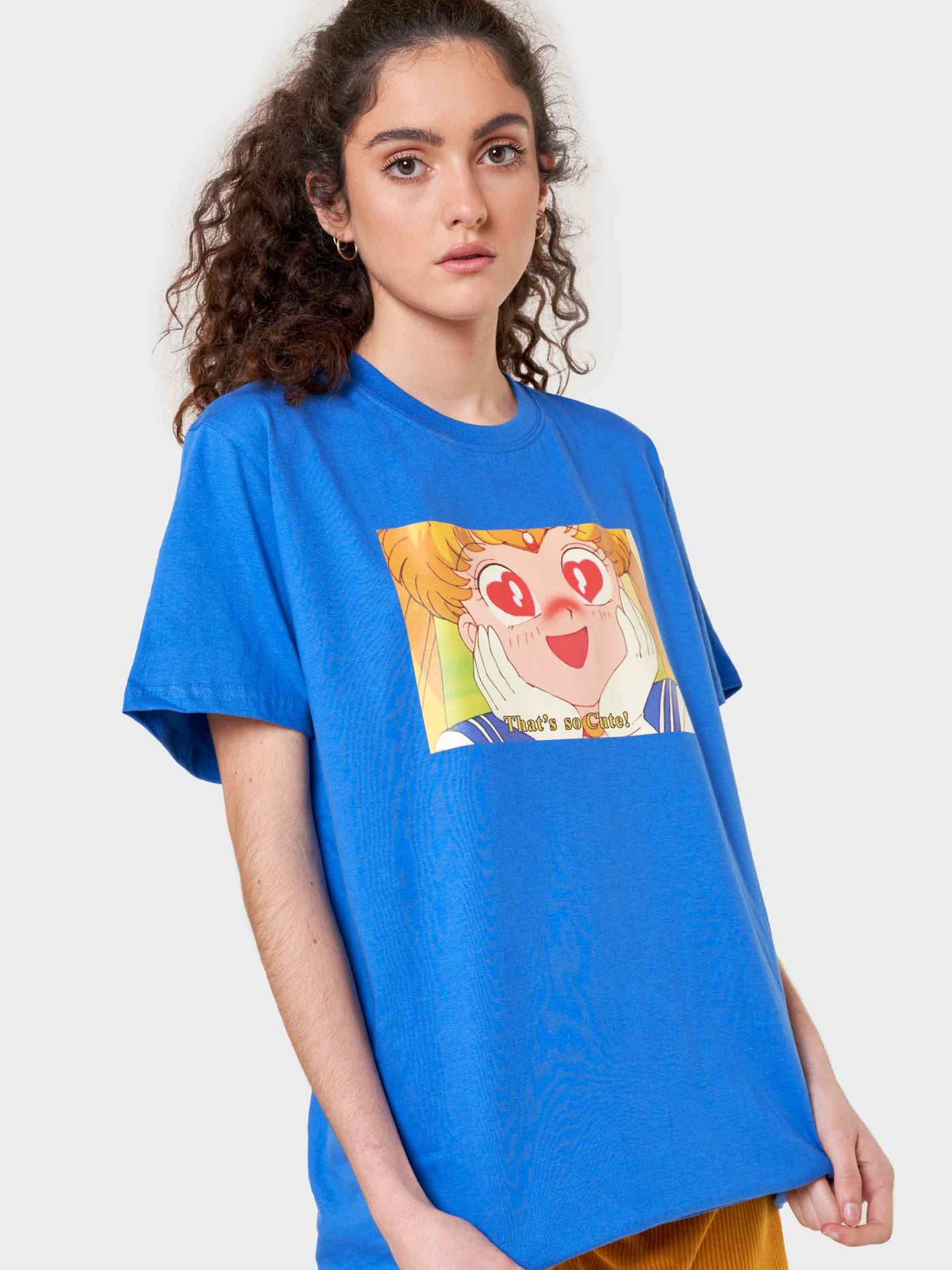 Oversized t-shirt in blue with Sailor Moon Heart Eyes front print