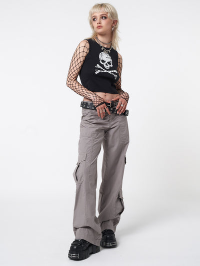 Vest top in black with skull crossbones front print