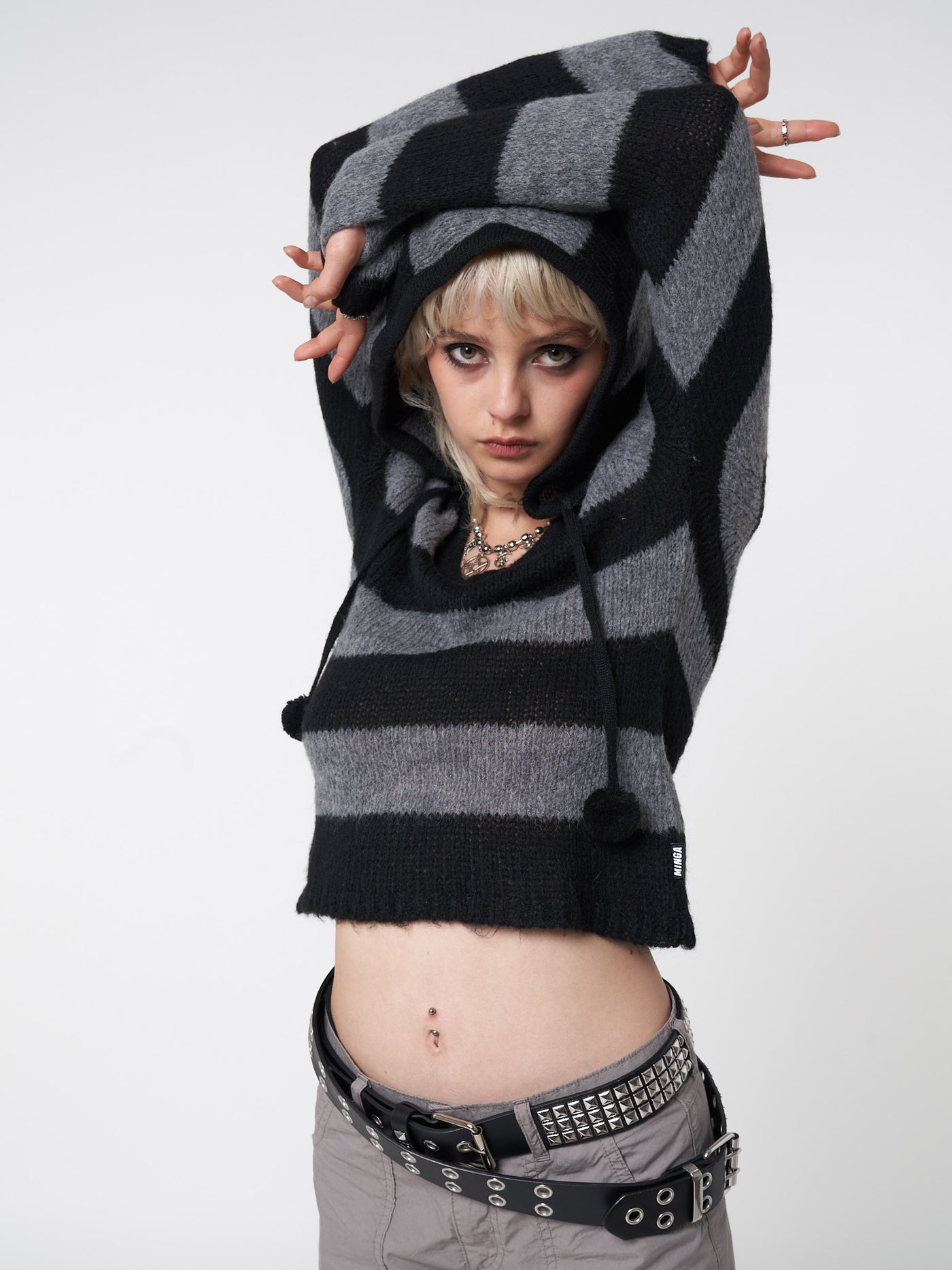 Smoke Stripes Knitted Hoodie - Minga London